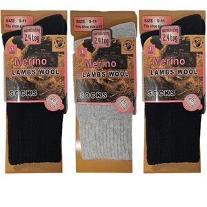 Women Wool Socks, Merino Lamb  Thick Warm Winter Socks, 3-PACK, NEW
